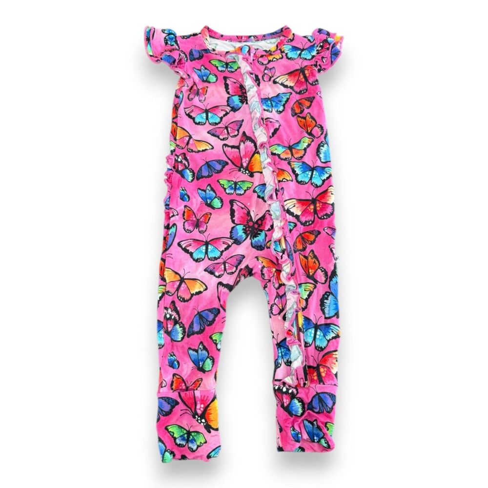 Bums and Roses You Give Me Butterflies Cap Sleeve Bamboo Romper 9-12 Months